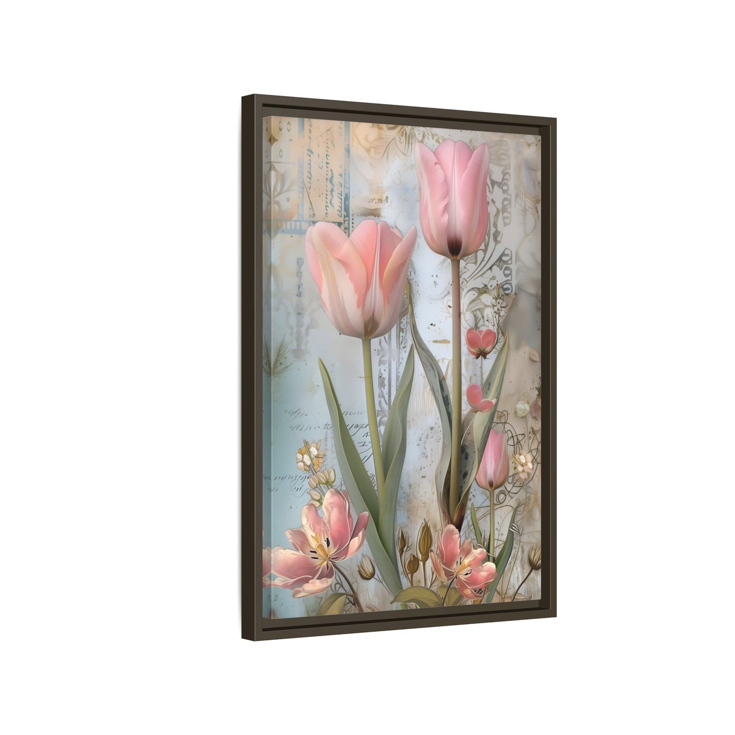 Pink Tulips Framed Canvas Floral Wall Art Prints - YesArtYes