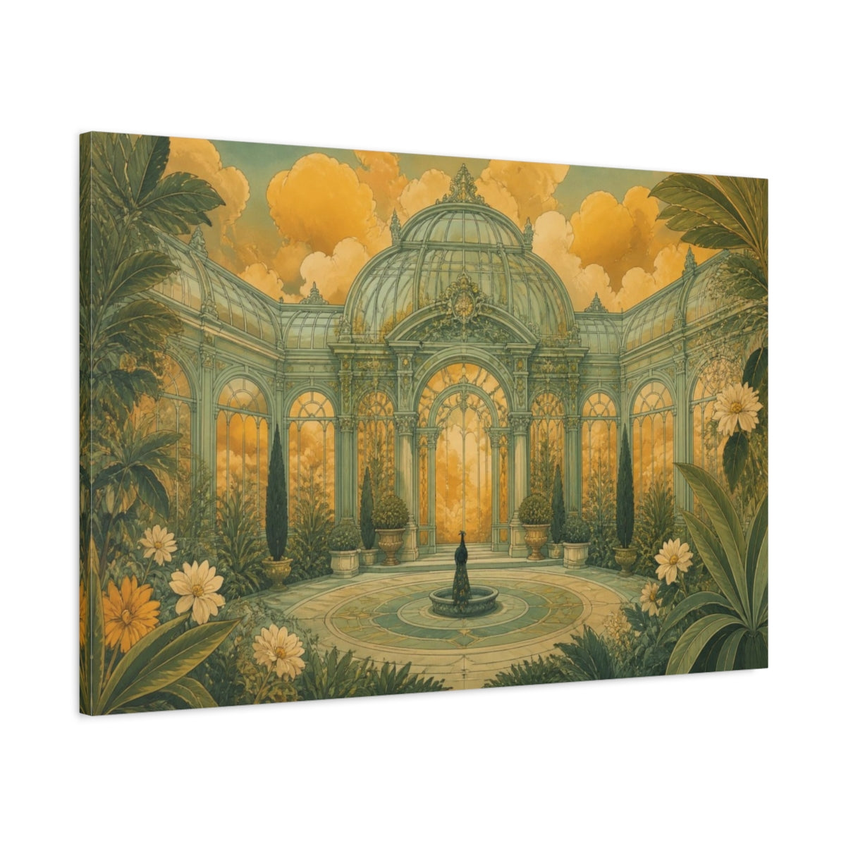 Main Mockup. Pistachio Conservatory shown as canvas print