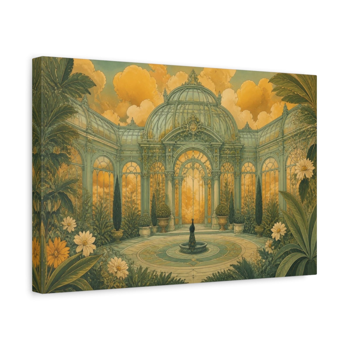 Side Mockup 4. Pistachio Conservatory shown as canvas print