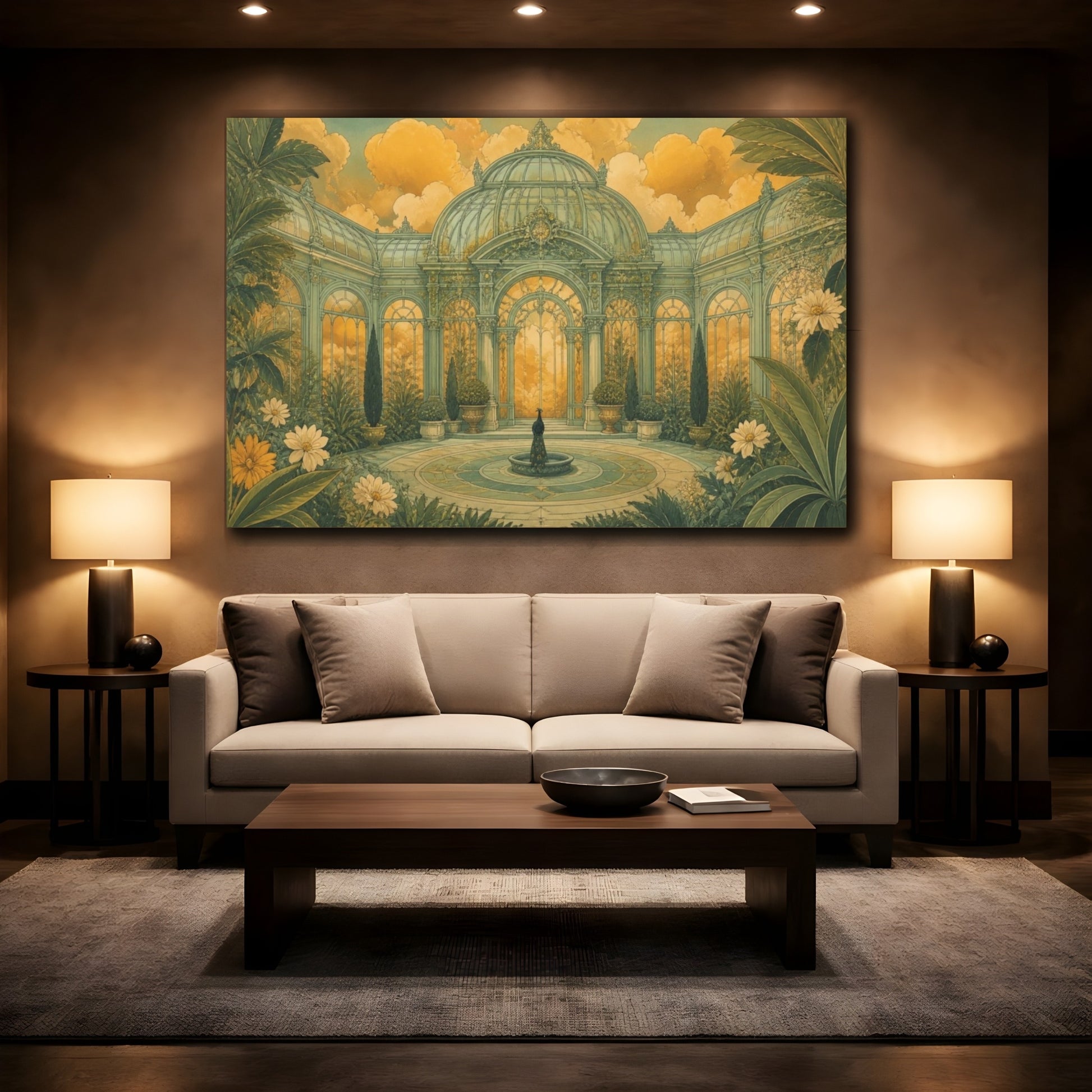 Mockup 2. Pistachio Conservatory shown as canvas print
