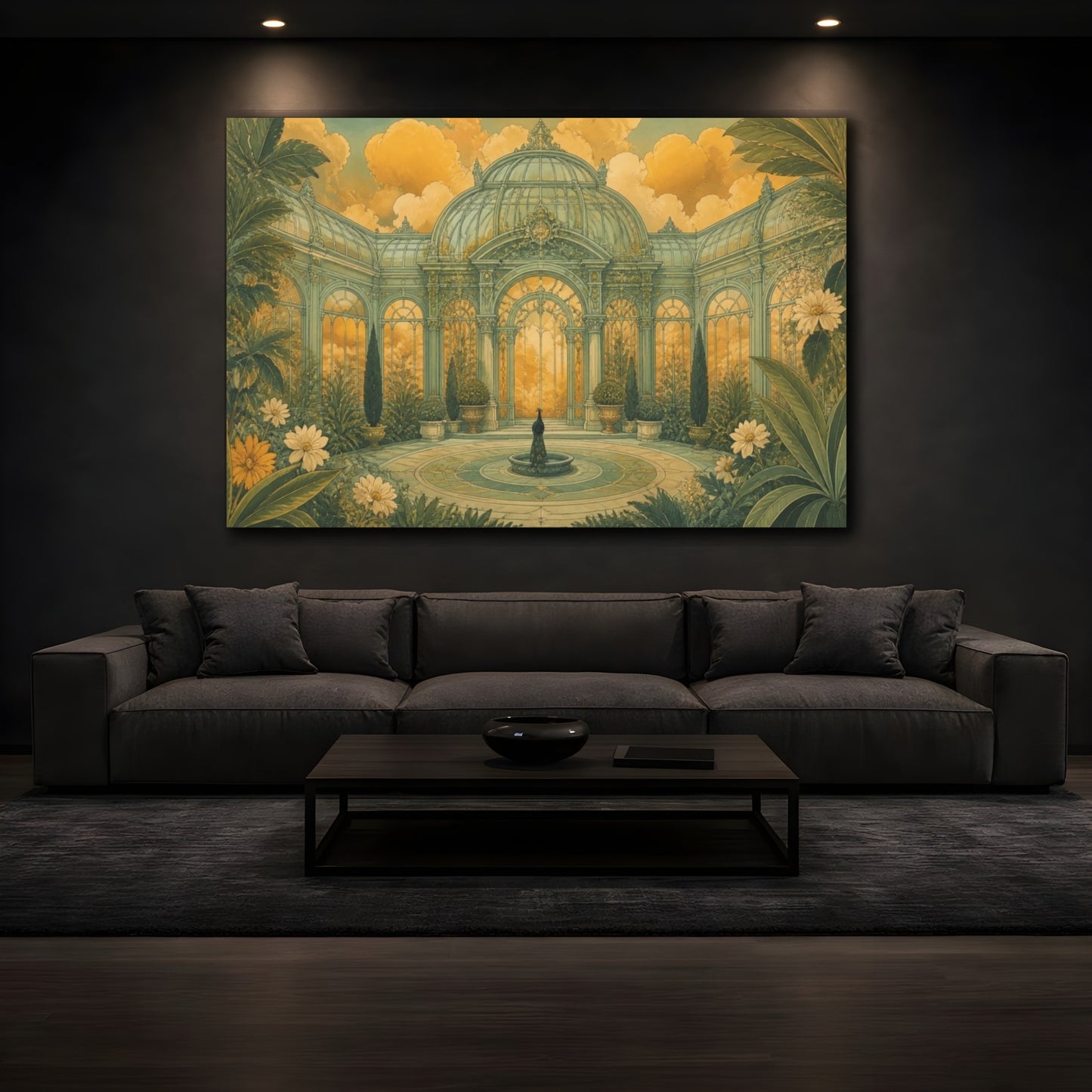 Mockup 3. Pistachio Conservatory shown as canvas print
