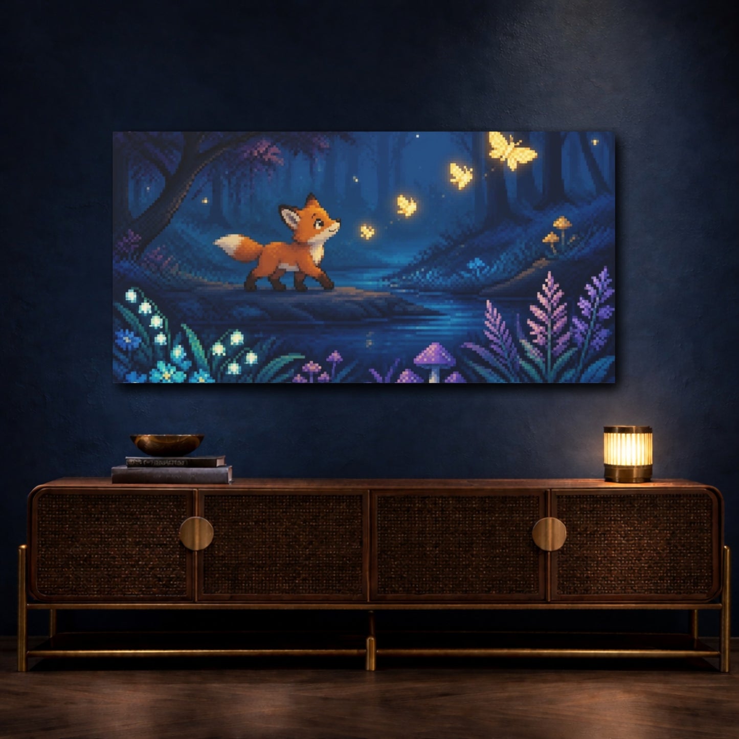 Mockup 4. Pixel Fox Cub shown as canvas print