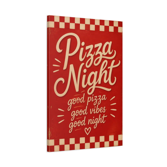 Main Mockup. Pizza Night Quotes shown as canvas print
