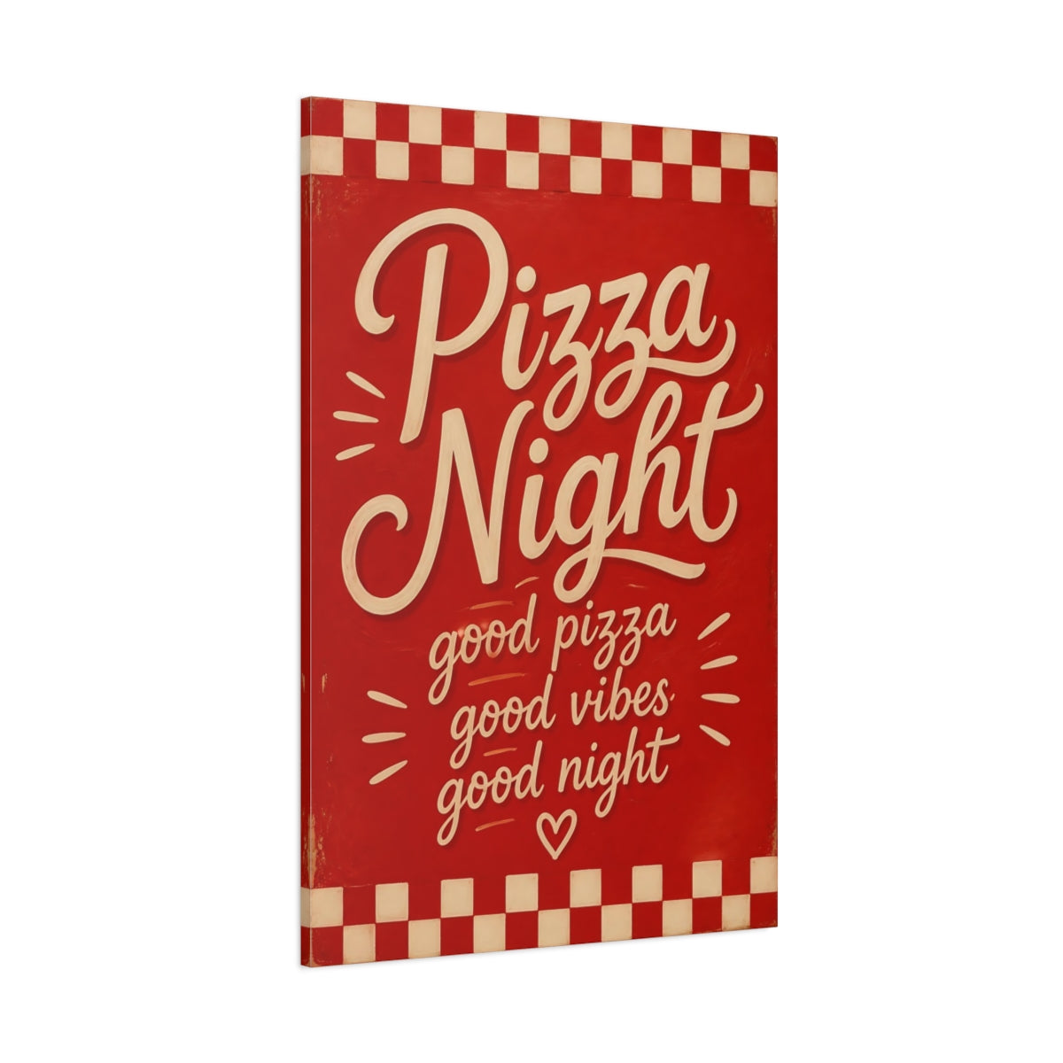Side Mockup 1. Pizza Night Quotes shown as canvas print