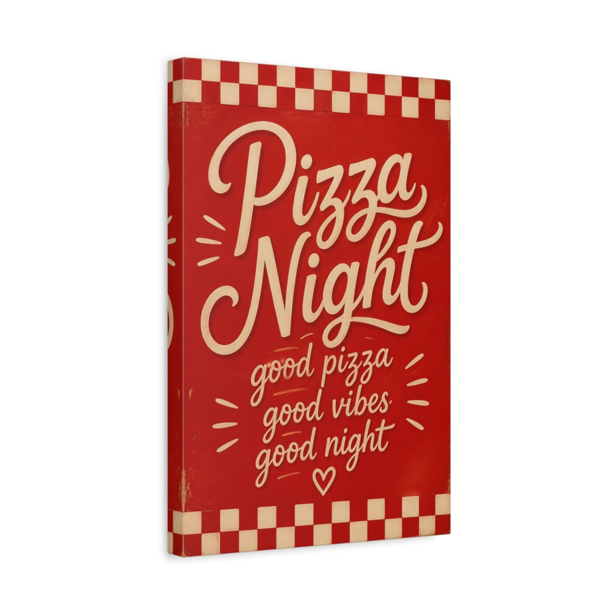 Side Mockup 4. Pizza Night Quotes shown as canvas print