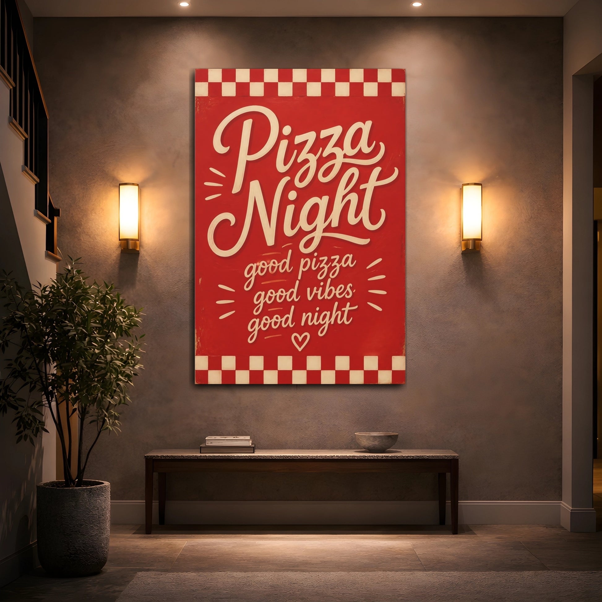 Mockup 2. Pizza Night Quotes shown as canvas print