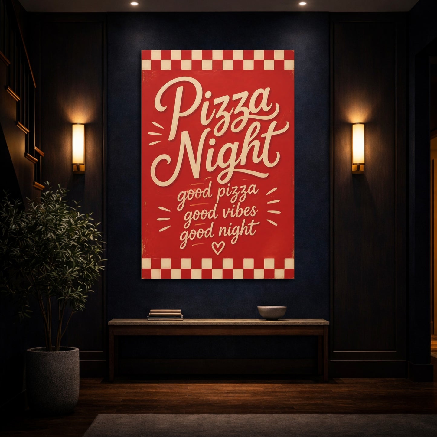 Mockup 4. Pizza Night Quotes shown as canvas print