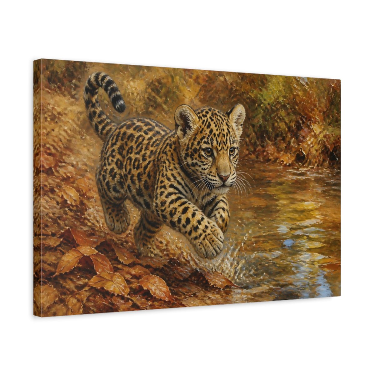 Playful Jaguar Cub Animal Canvas Print Wall Art – Living Room Decor, Above Console Table - YesArtYes
