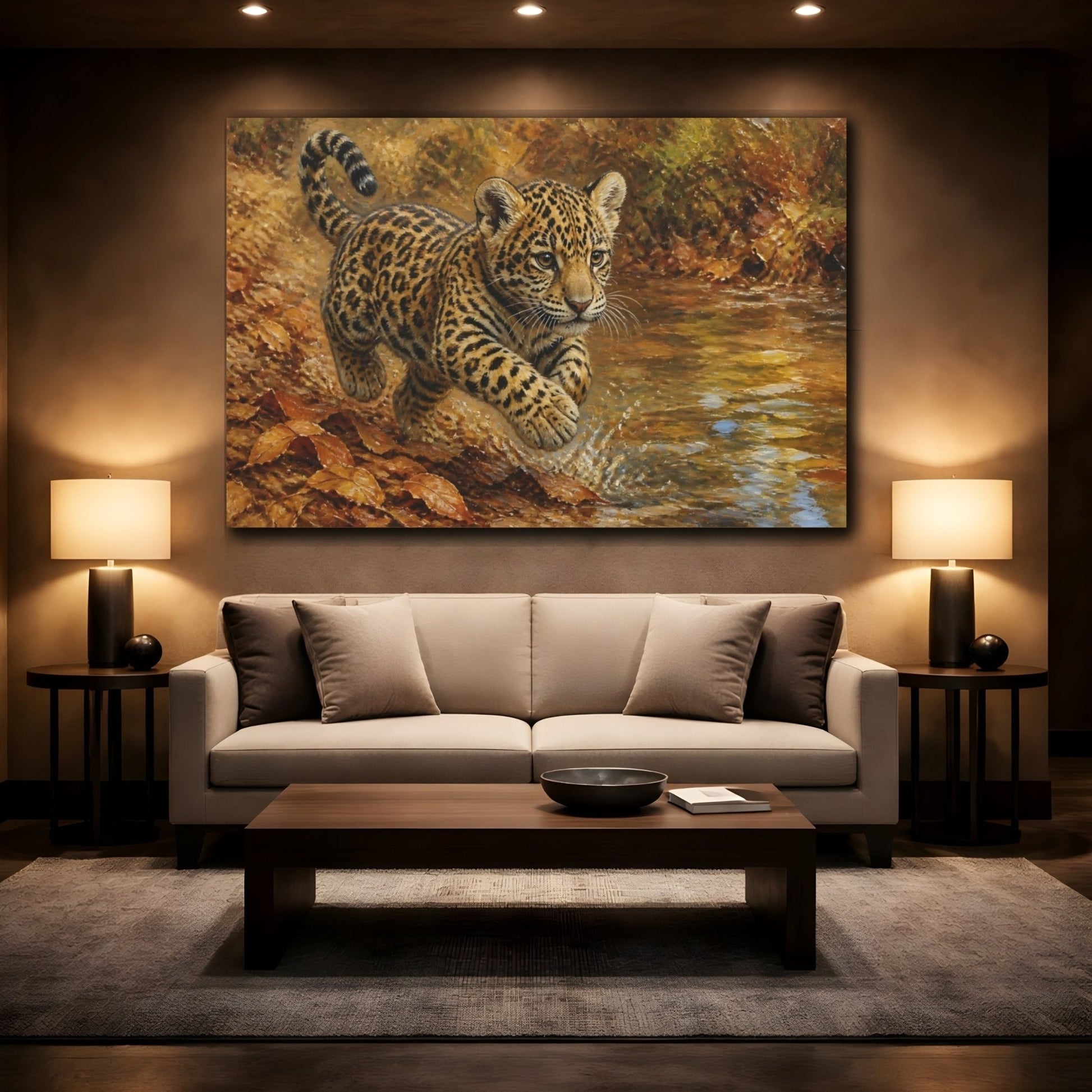 Playful Jaguar Cub Animal Canvas Print Wall Art – Living Room Decor, Above Console Table - YesArtYes