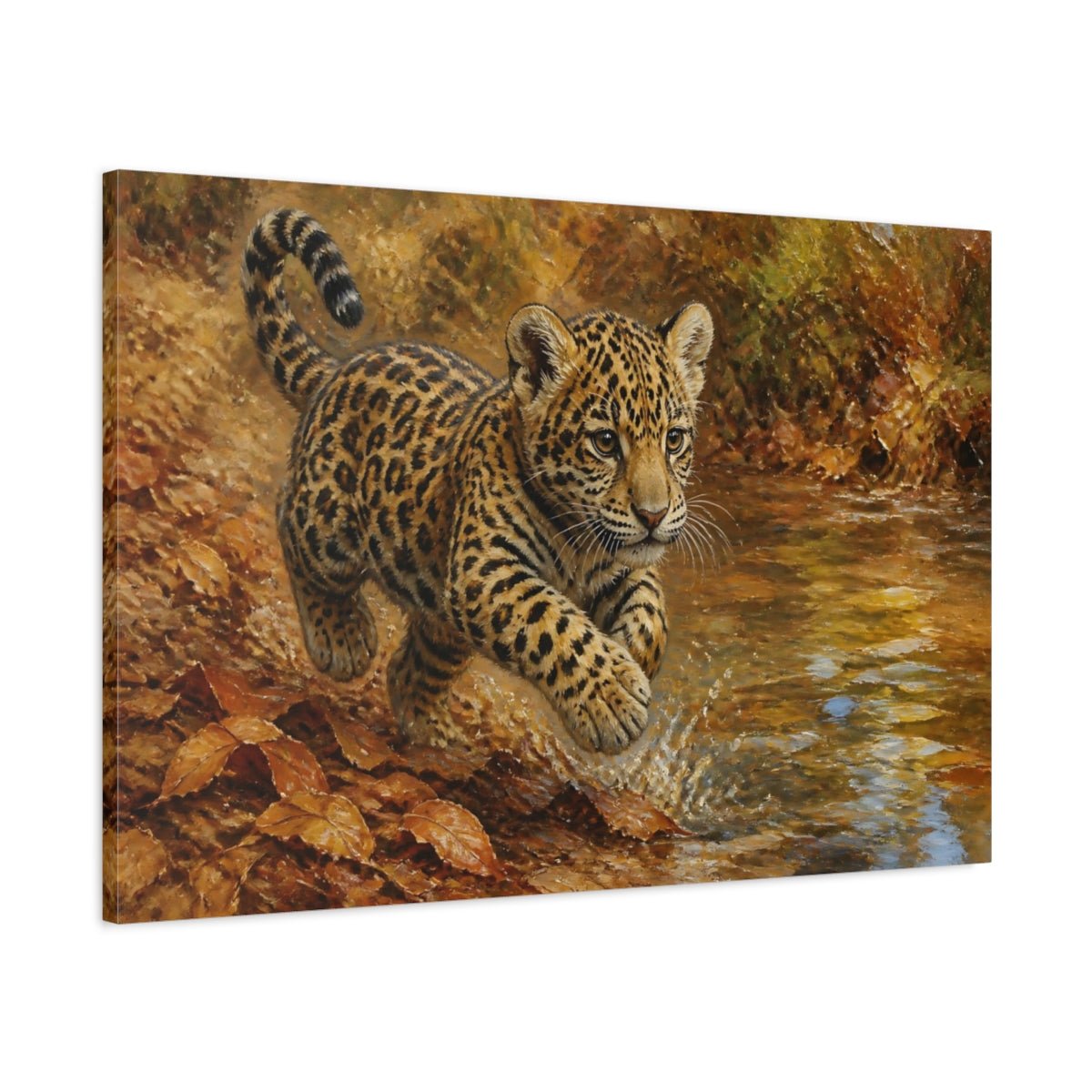 Playful Jaguar Cub Animal Canvas Print Wall Art – Living Room Decor, Above Console Table - YesArtYes