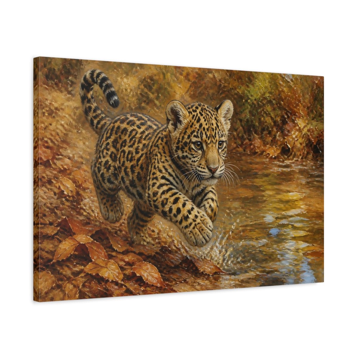 Playful Jaguar Cub Animal Canvas Print Wall Art – Living Room Decor, Above Console Table - YesArtYes