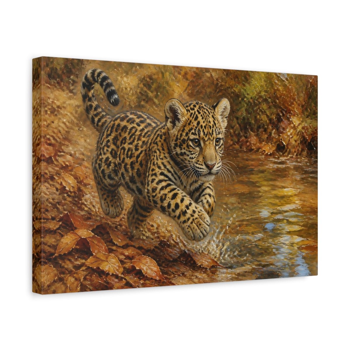 Playful Jaguar Cub Animal Canvas Print Wall Art – Living Room Decor, Above Console Table - YesArtYes