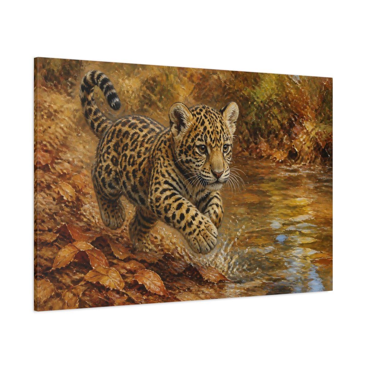 Playful Jaguar Cub Animal Canvas Print Wall Art – Living Room Decor, Above Console Table - YesArtYes