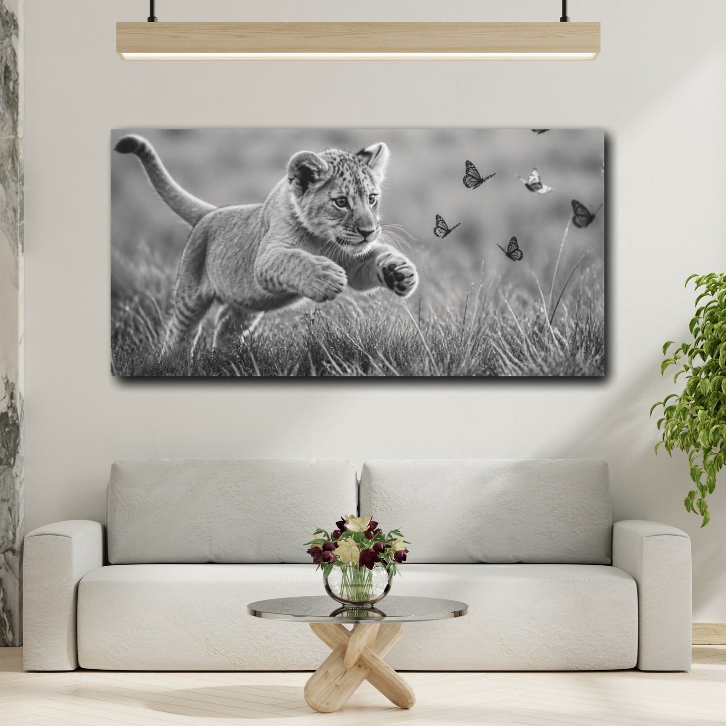 Mockup 2. Playful Lion Cub Animals shown as canvas print