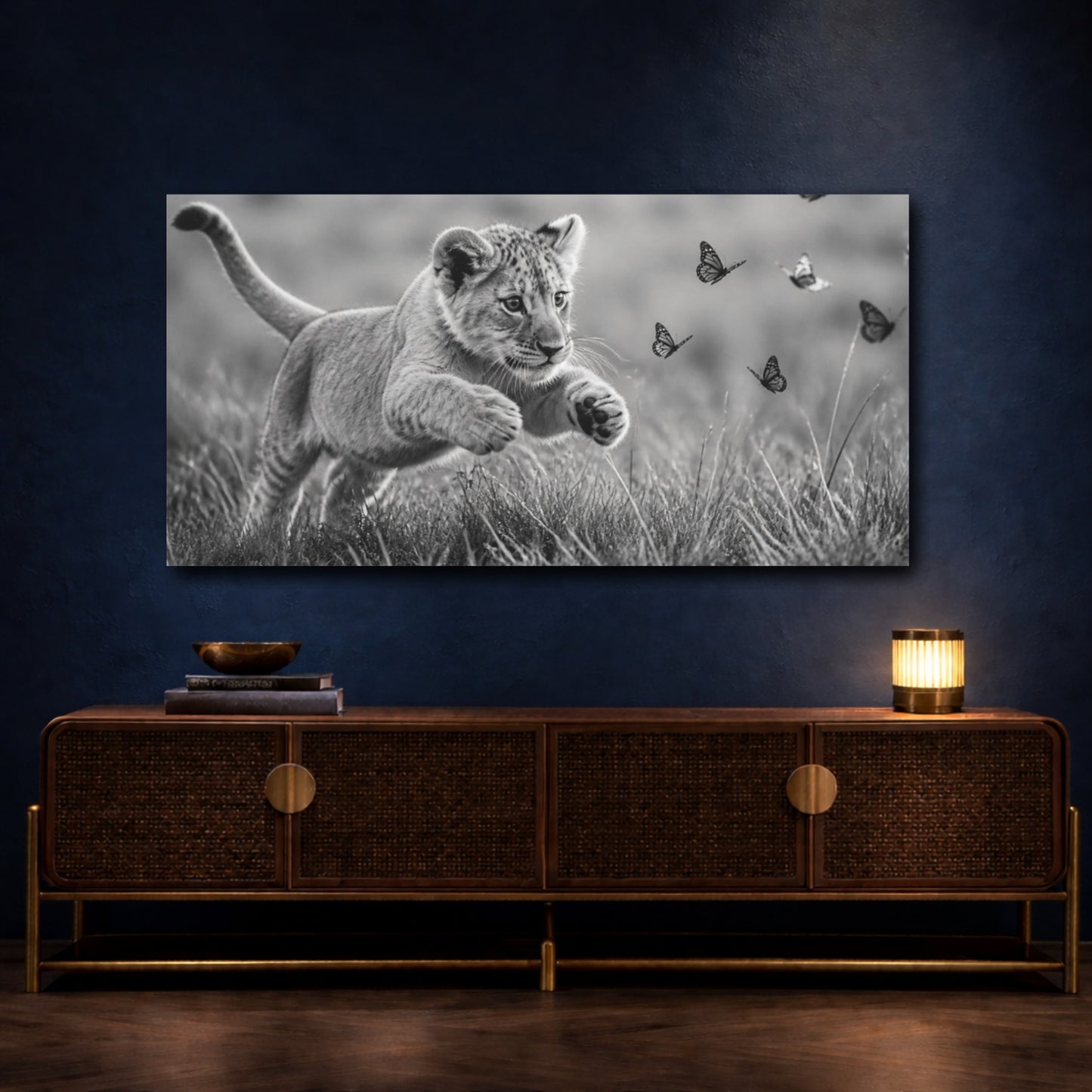 Mockup 4. Playful Lion Cub Animals shown as canvas print
