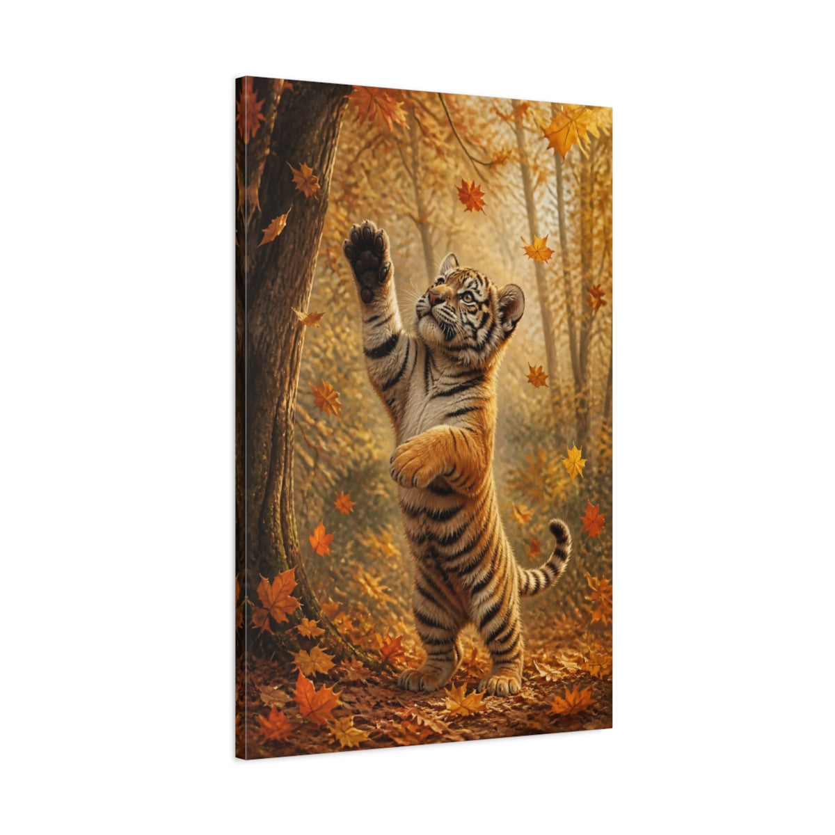 Main Mockup. Playful Tiger Cub Animal shown as canvas print
