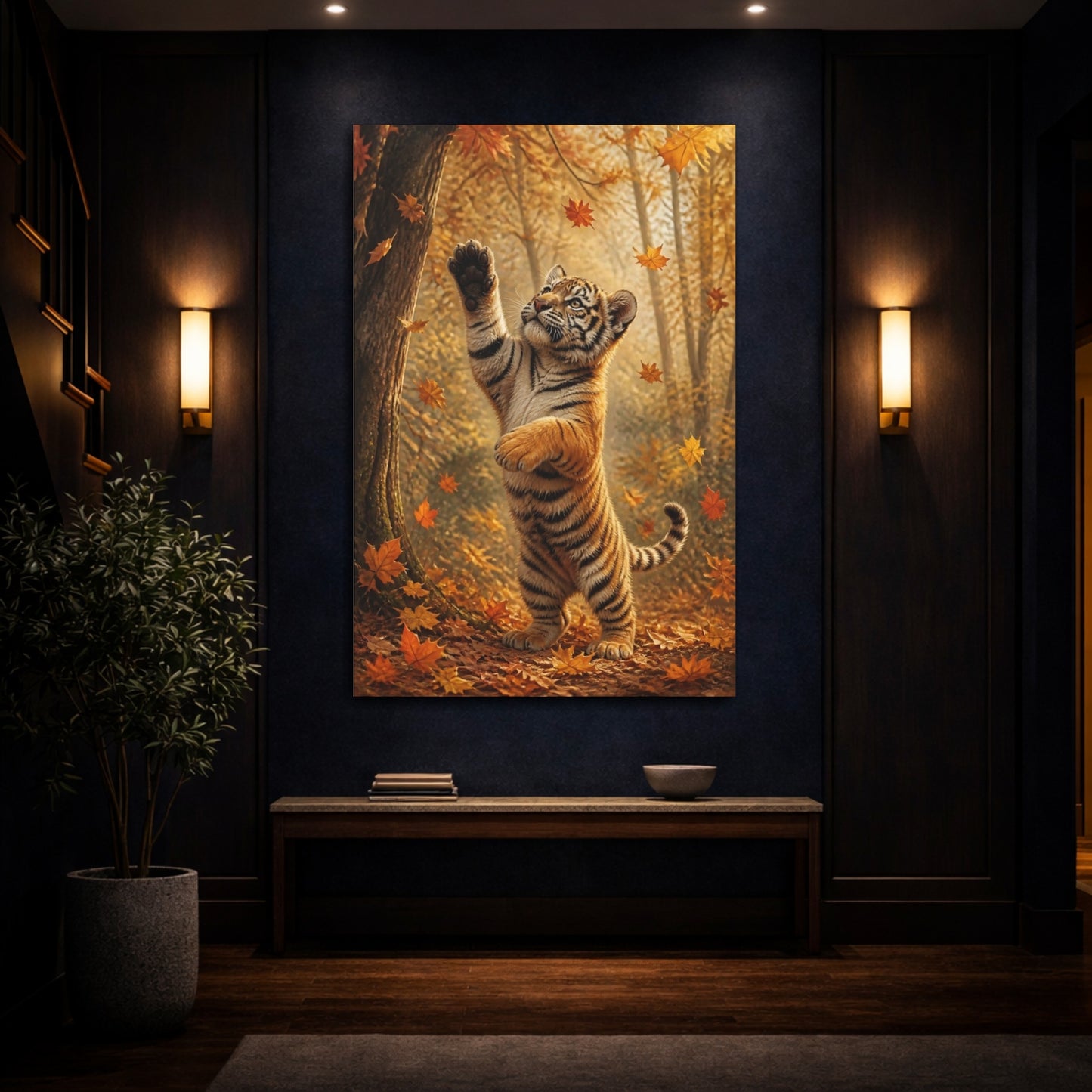 Mockup 4. Playful Tiger Cub Animal shown as canvas print