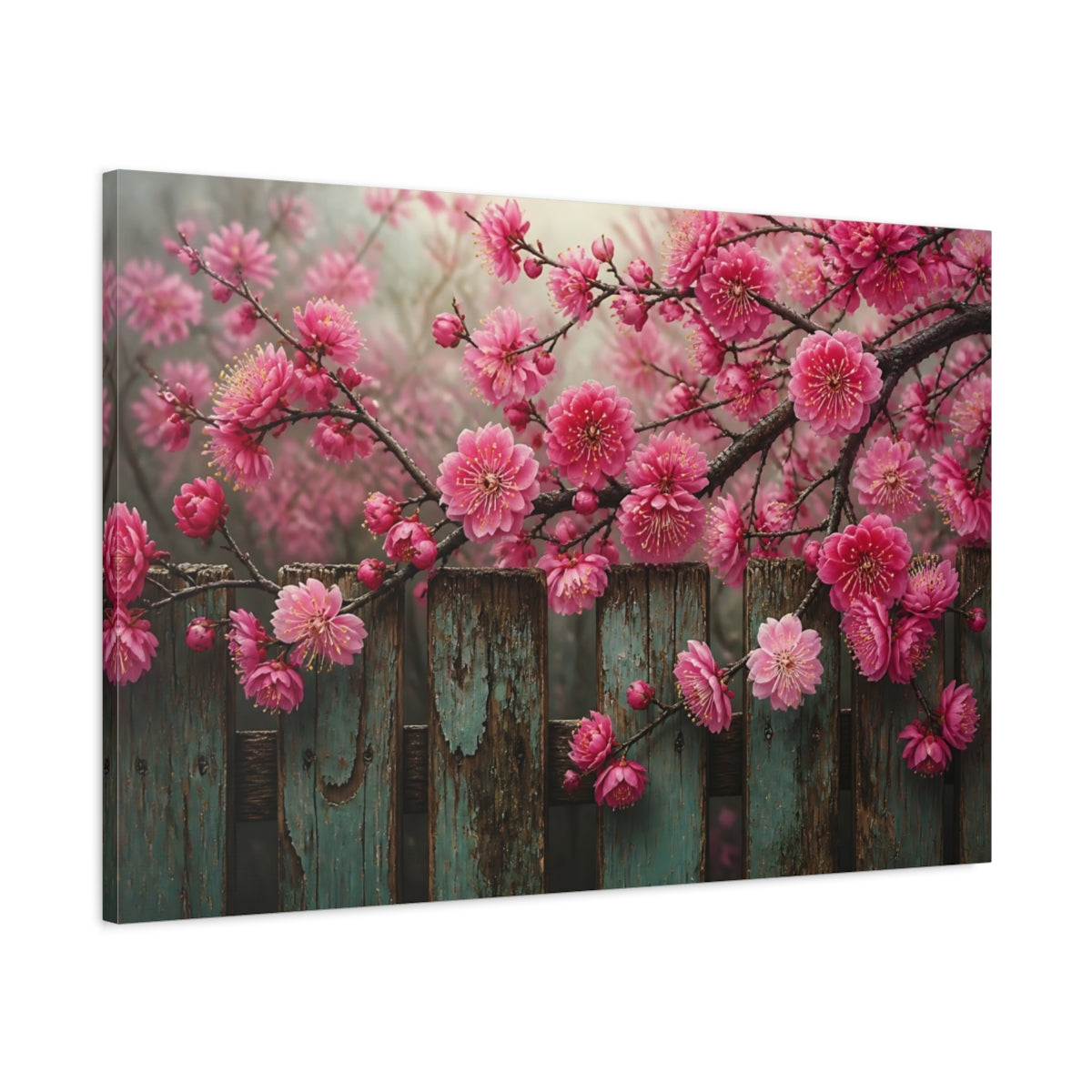 Main Mockup. Plum Blossom Floral Grace shown as canvas print