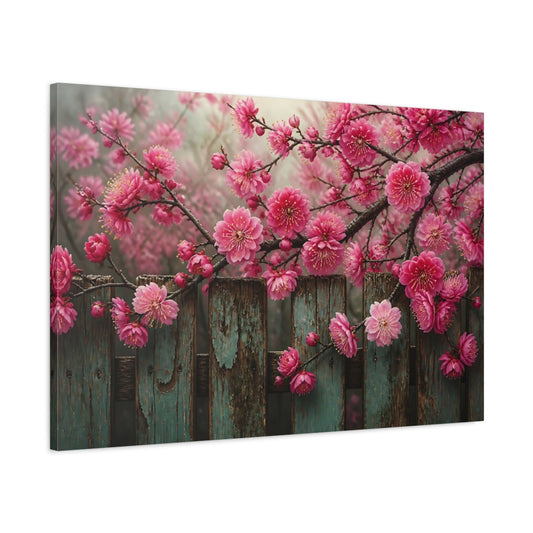 Main Mockup. Plum Blossom Floral Grace shown as canvas print
