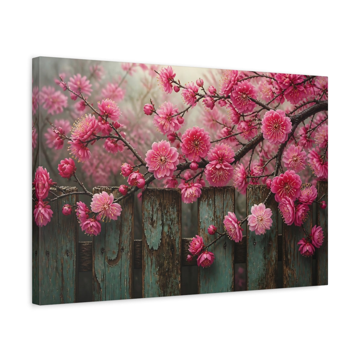 Side Mockup 3. Plum Blossom Floral Grace shown as canvas print