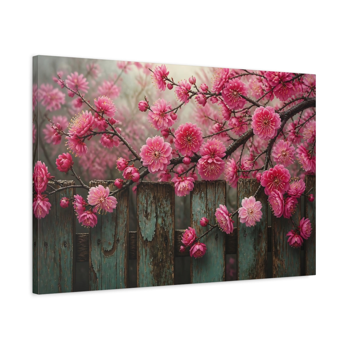 Side Mockup 2. Plum Blossom Floral Grace shown as canvas print