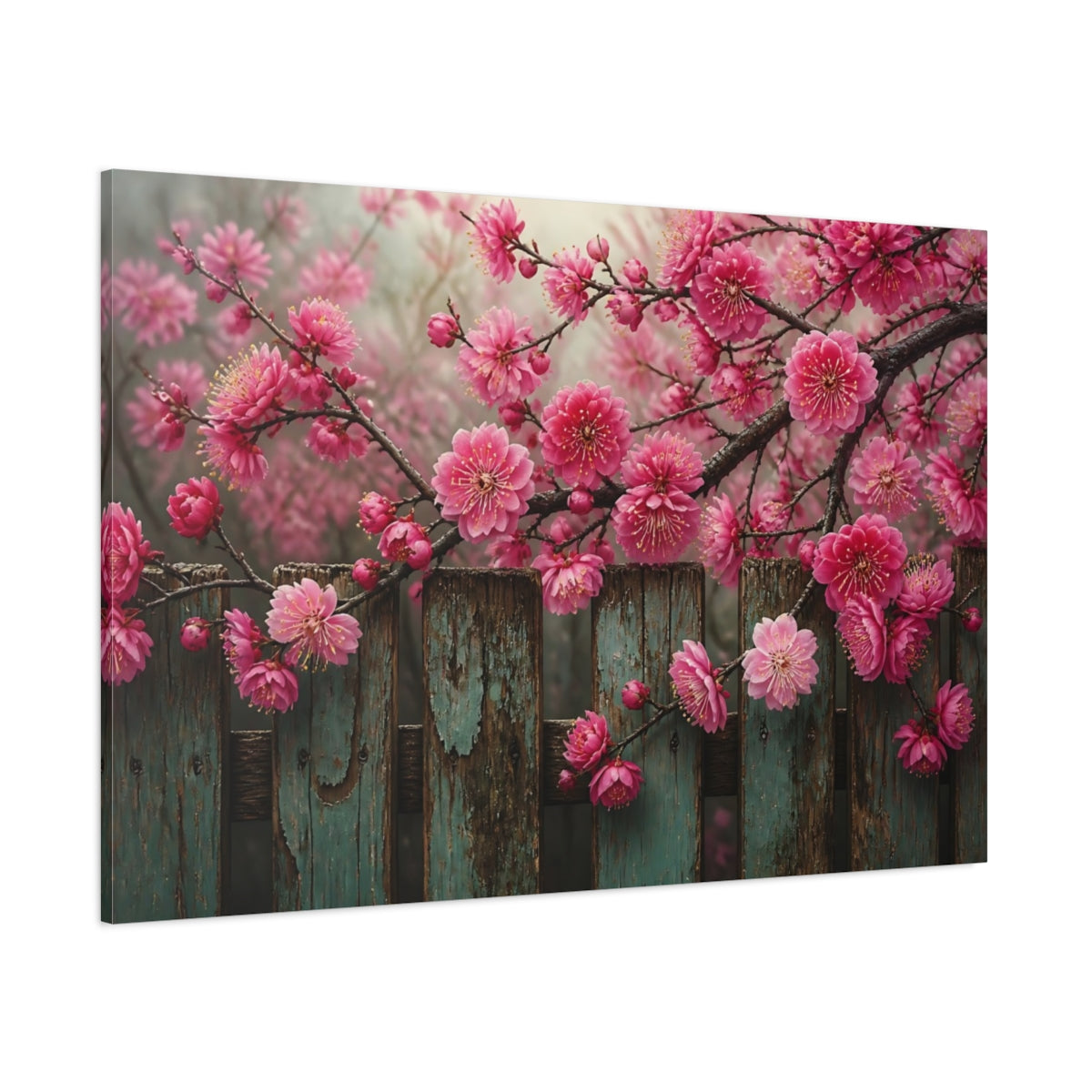 Side Mockup 1. Plum Blossom Floral Grace shown as canvas print