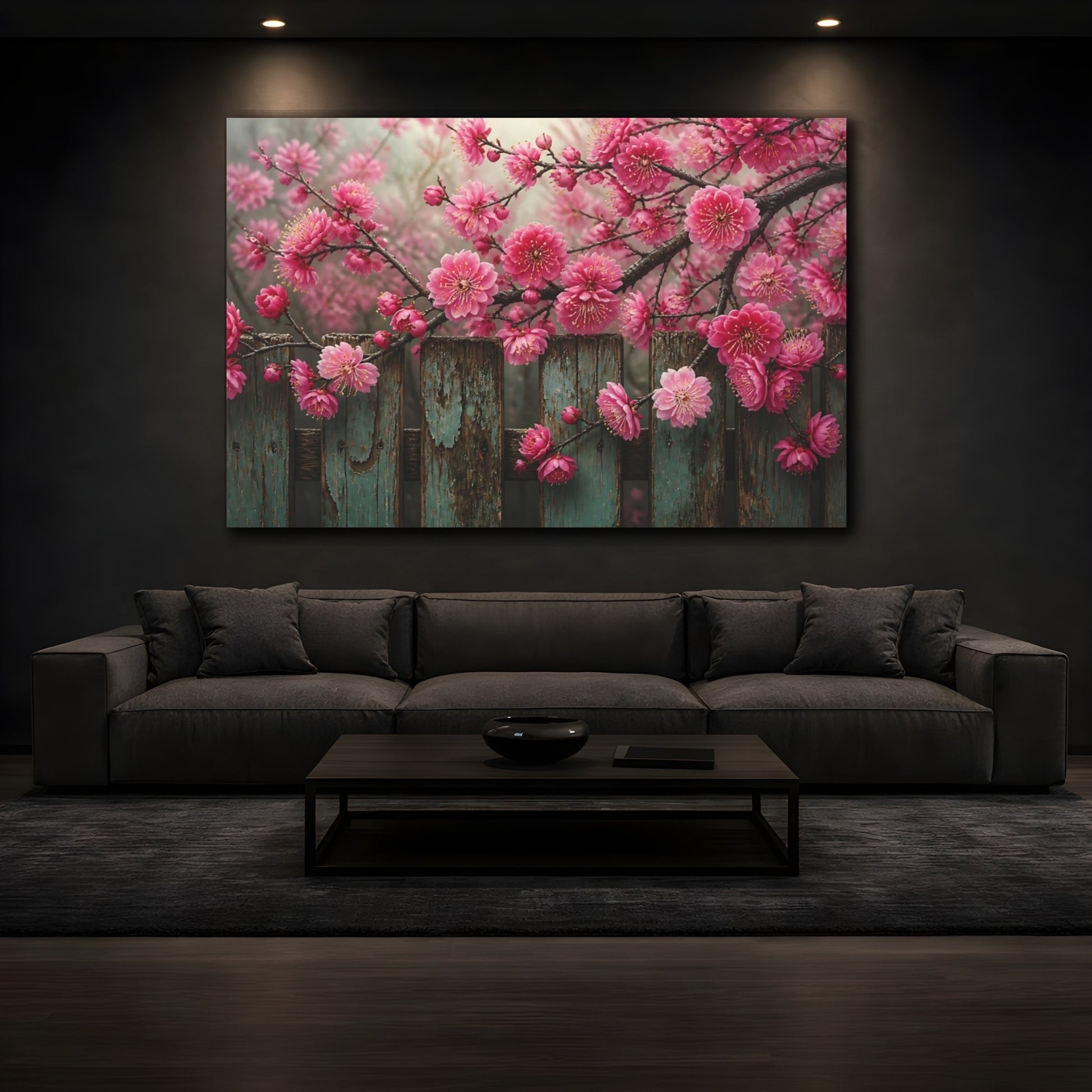 Mockup 3. Plum Blossom Floral Grace shown as canvas print