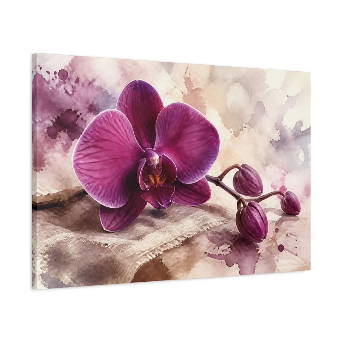 Main Mockup. Plum Orchid On Linen shown as canvas print