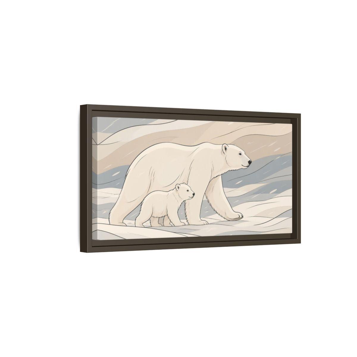 Side Mockup 7. Polar Bear Animal Pair shown as framed canvas print