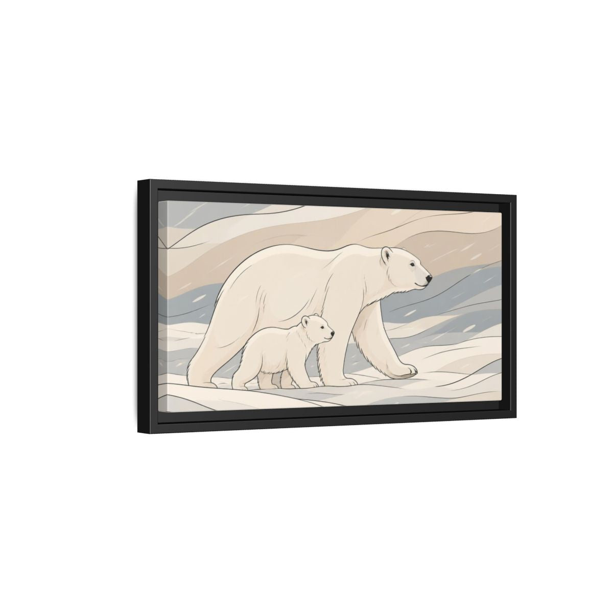 Side Mockup 8. Polar Bear Animal Pair shown as framed canvas print