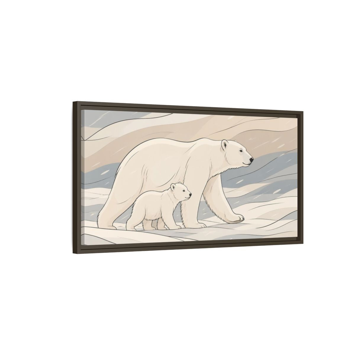 Main Mockup. Polar Bear Animal Pair shown as framed canvas print