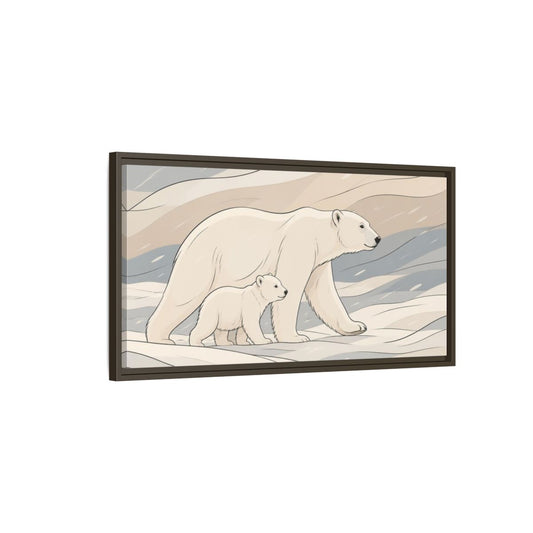Main Mockup. Polar Bear Animal Pair shown as framed canvas print