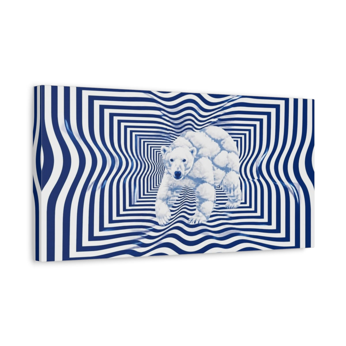 Side Mockup 3. Polar Bear Illusion shown as canvas print