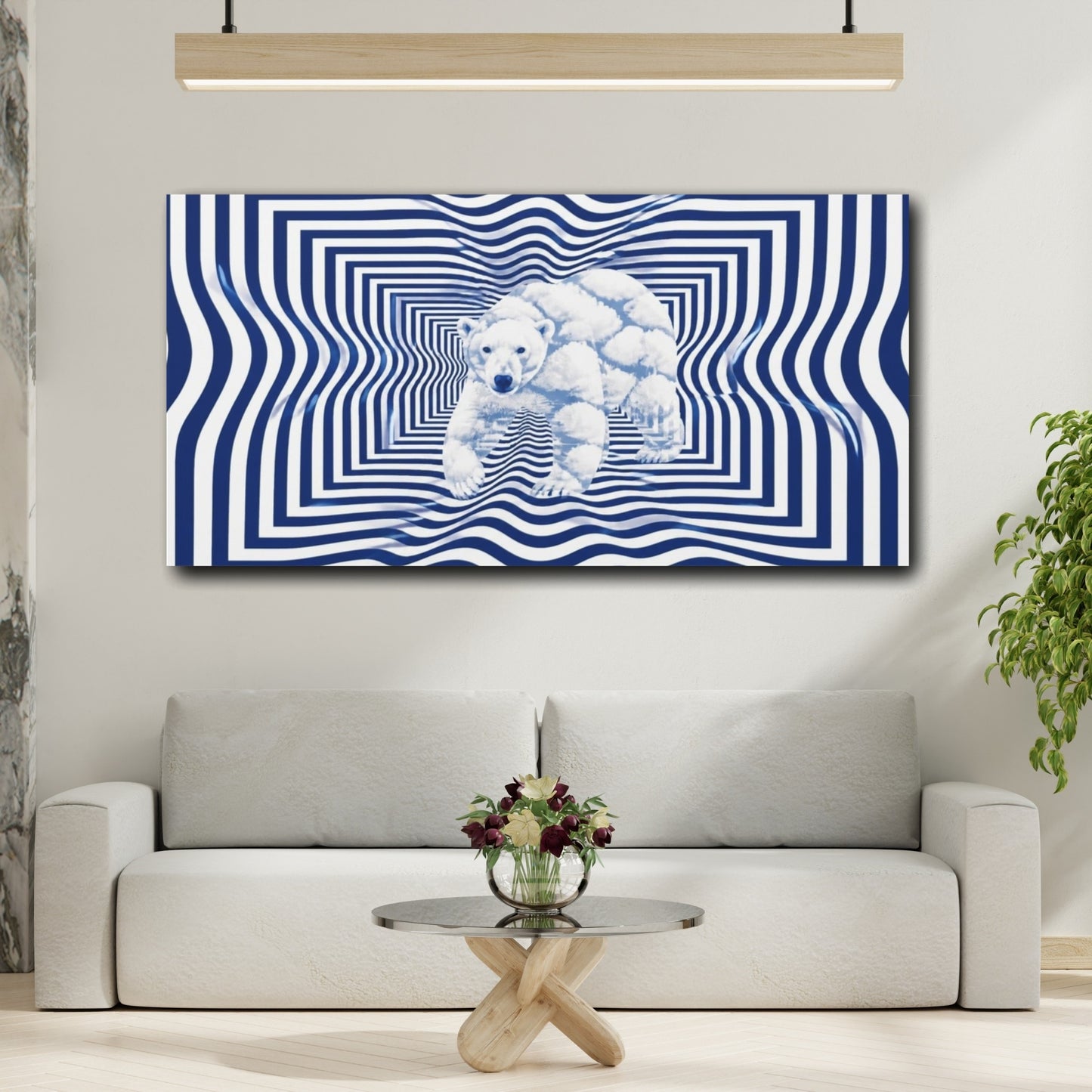 Mockup 2. Polar Bear Illusion shown as canvas print