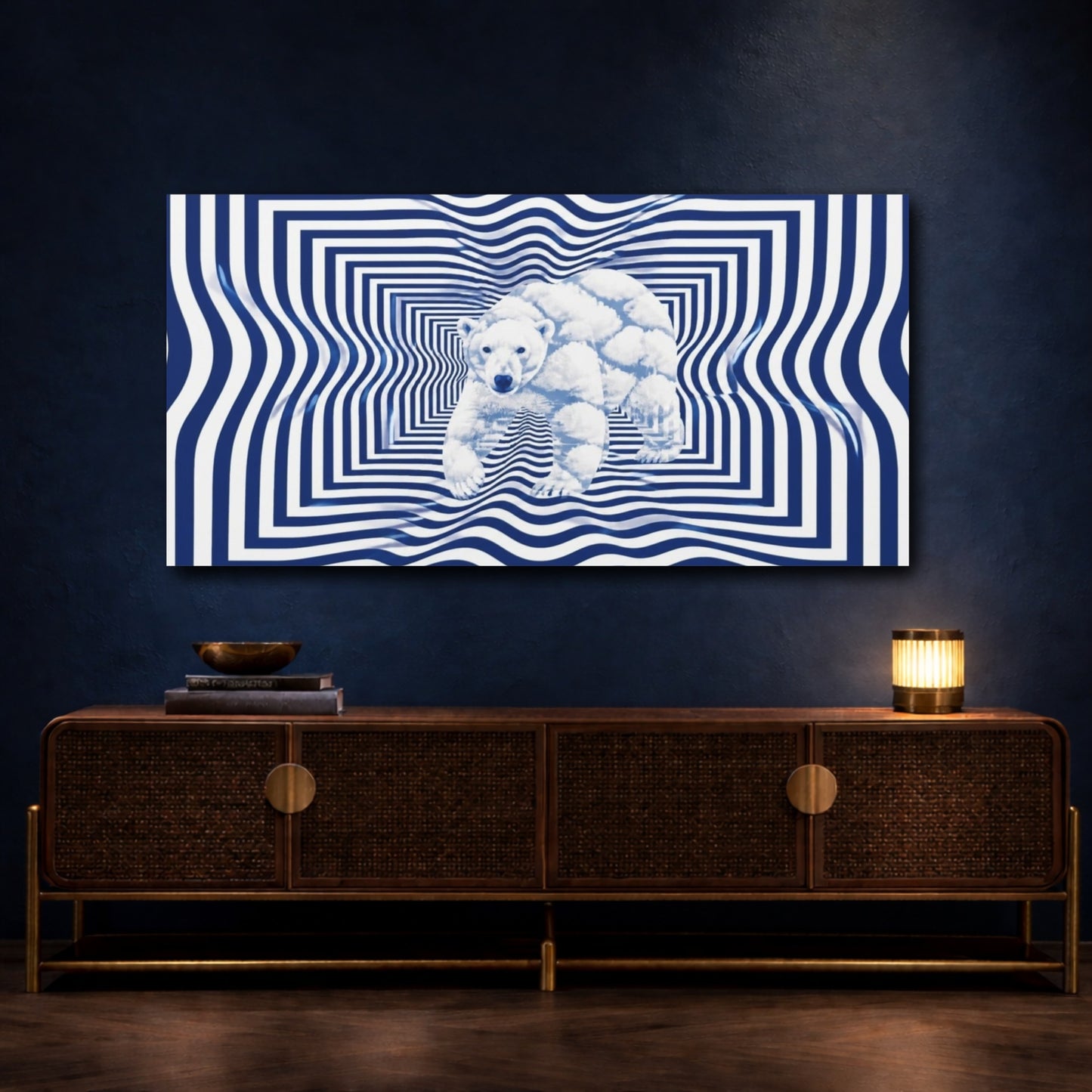 Mockup 4. Polar Bear Illusion shown as canvas print