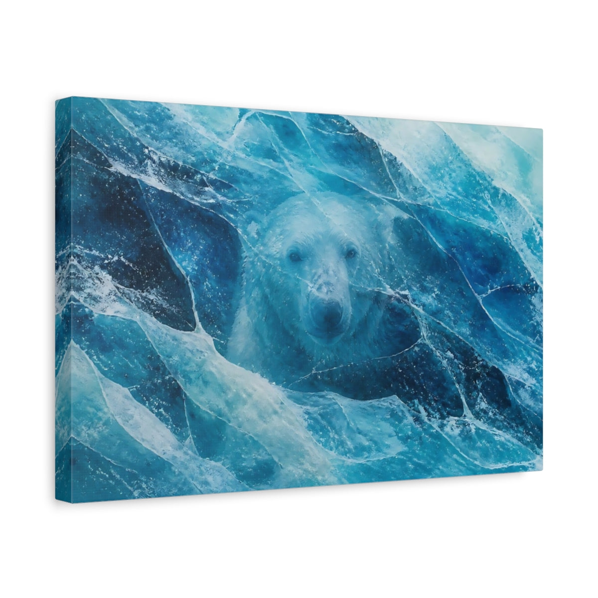 Side Mockup 4. Polar Bear In Ice shown as canvas print