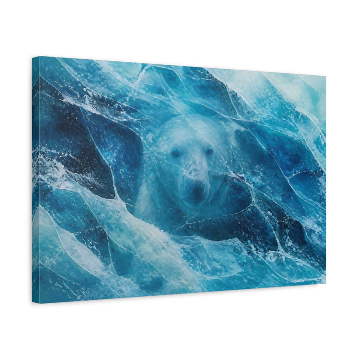 Side Mockup 3. Polar Bear In Ice shown as canvas print