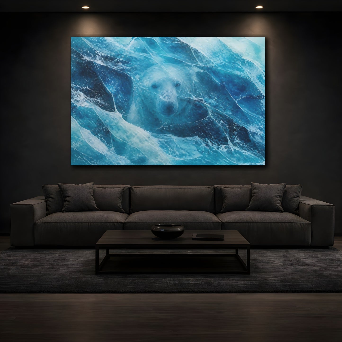 Mockup 3. Polar Bear In Ice shown as canvas print