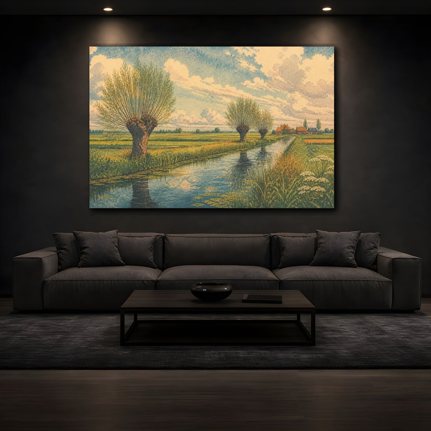 Mockup 3. Polder Landscape With Willows shown as canvas print