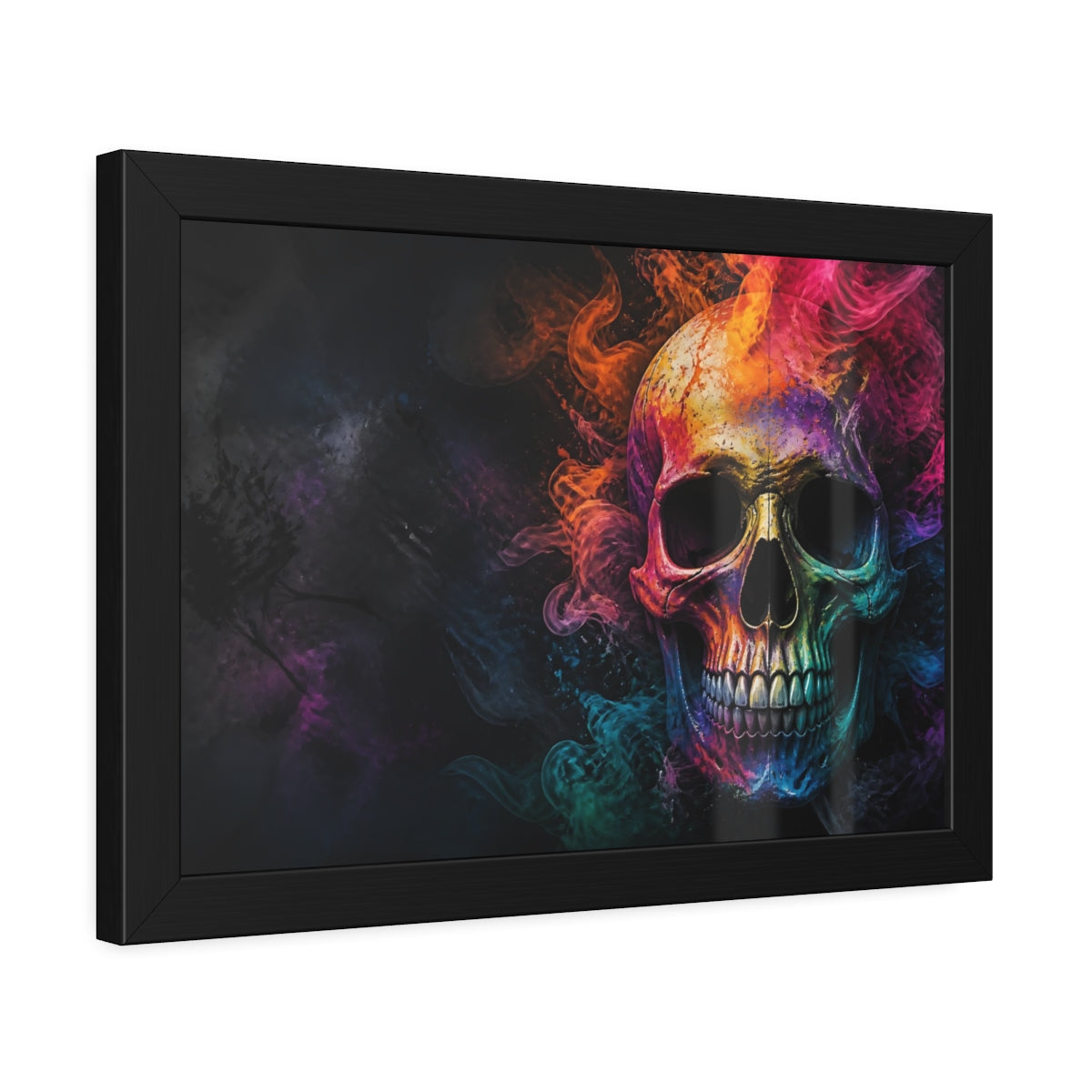 Side Mockup 5. Pop Art Skull Smoke Abstract Dark Concept shown as framed posters