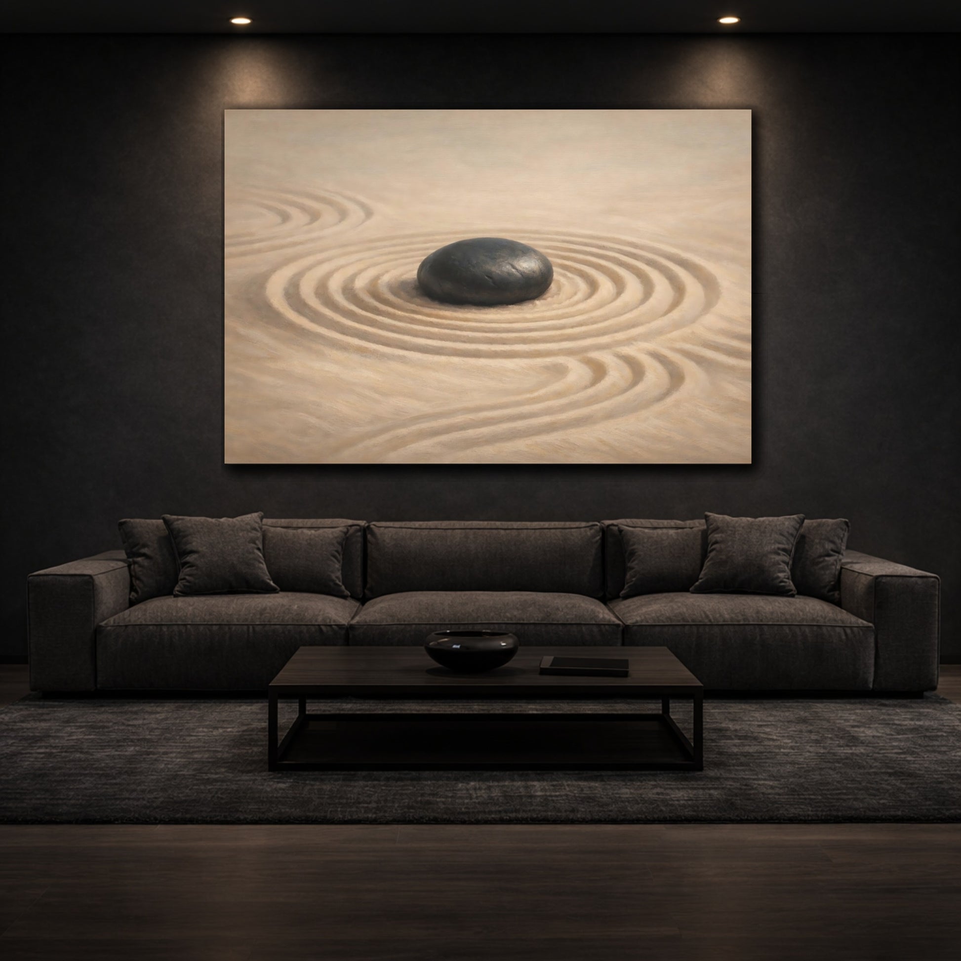 Mockup 2. Pop Art Zen Sand Pattern Calm shown as stretched canvas wall art