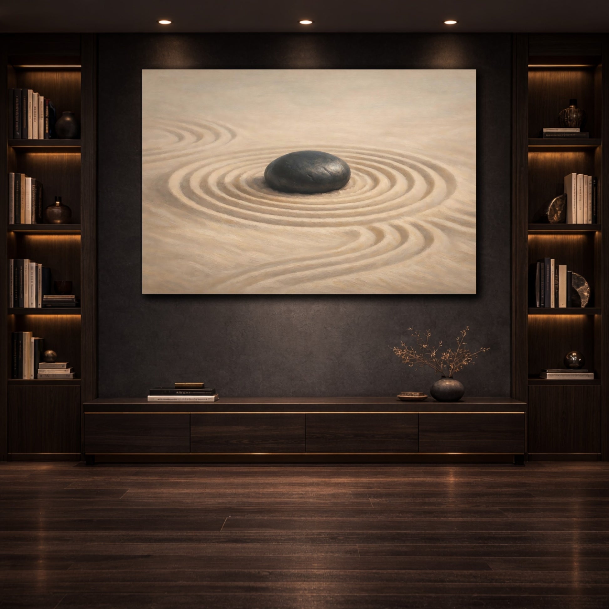 Mockup 3. Pop Art Zen Sand Pattern Calm shown as stretched canvas wall art