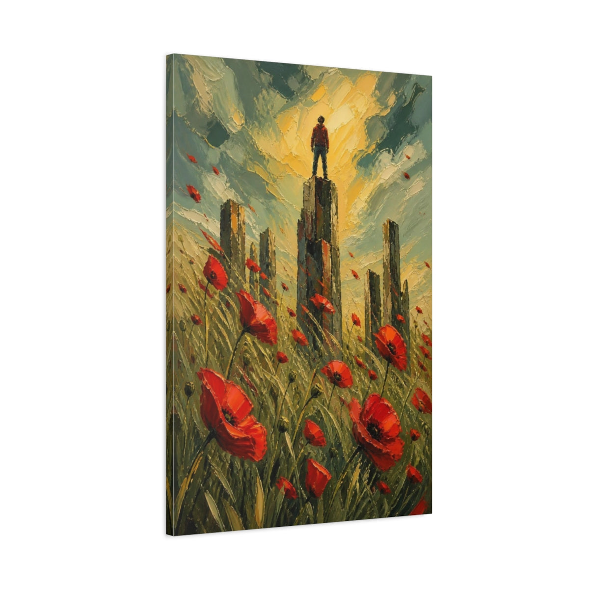 Main Mockup. Poppy Field Motivation shown as canvas print