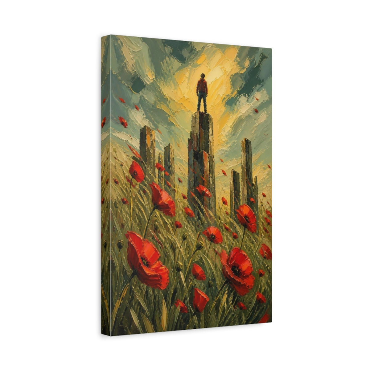 Side Mockup 4. Poppy Field Motivation shown as canvas print