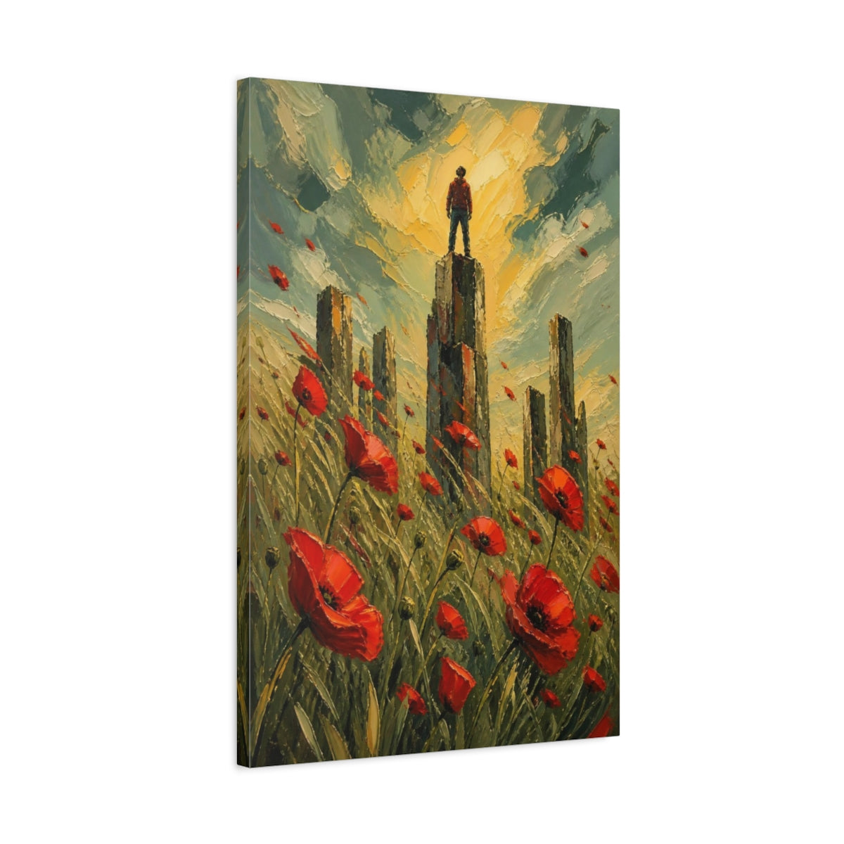 Side Mockup 2. Poppy Field Motivation shown as canvas print