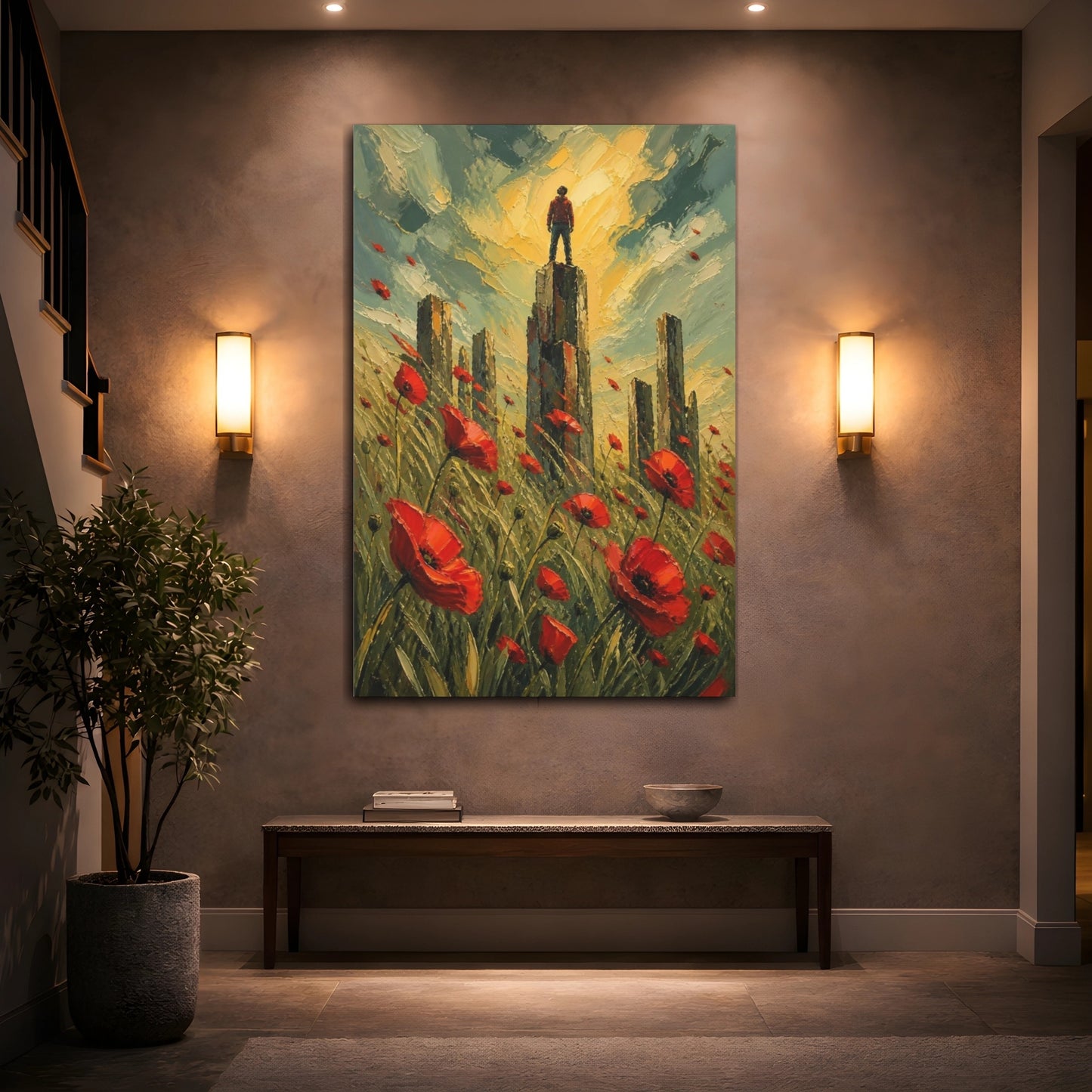 Mockup 2. Poppy Field Motivation shown as canvas print