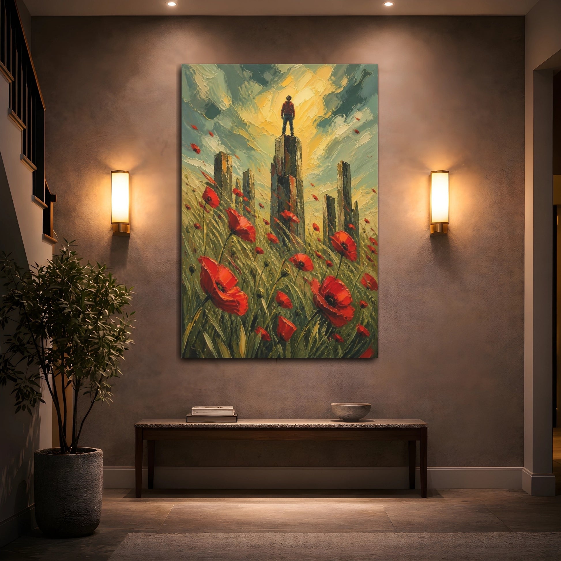 Mockup 2. Poppy Field Motivation shown as canvas print