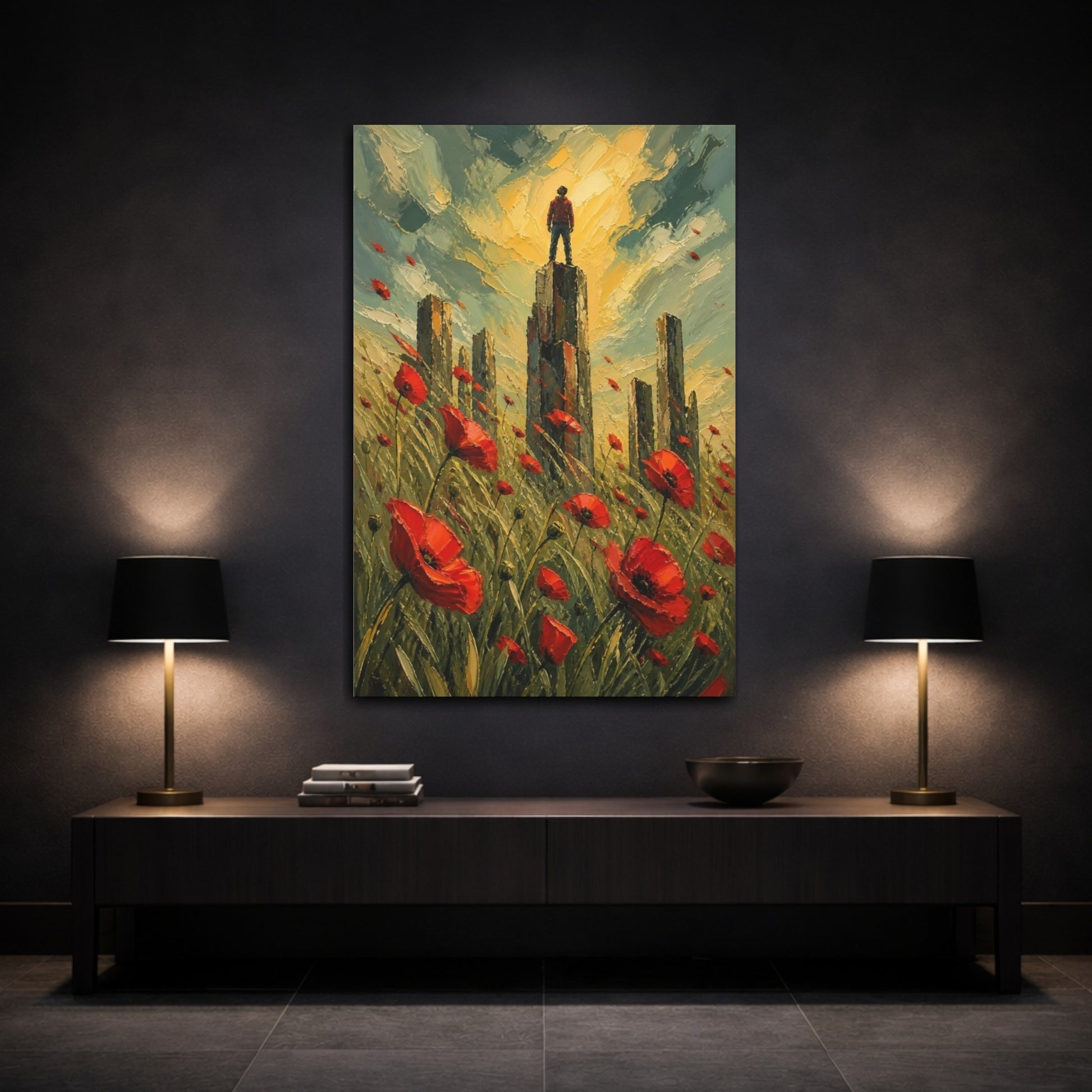 Mockup 3. Poppy Field Motivation shown as canvas print