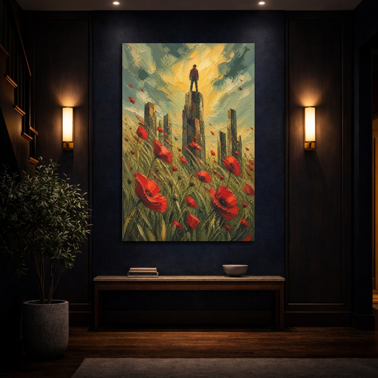 Mockup 4. Poppy Field Motivation shown as canvas print