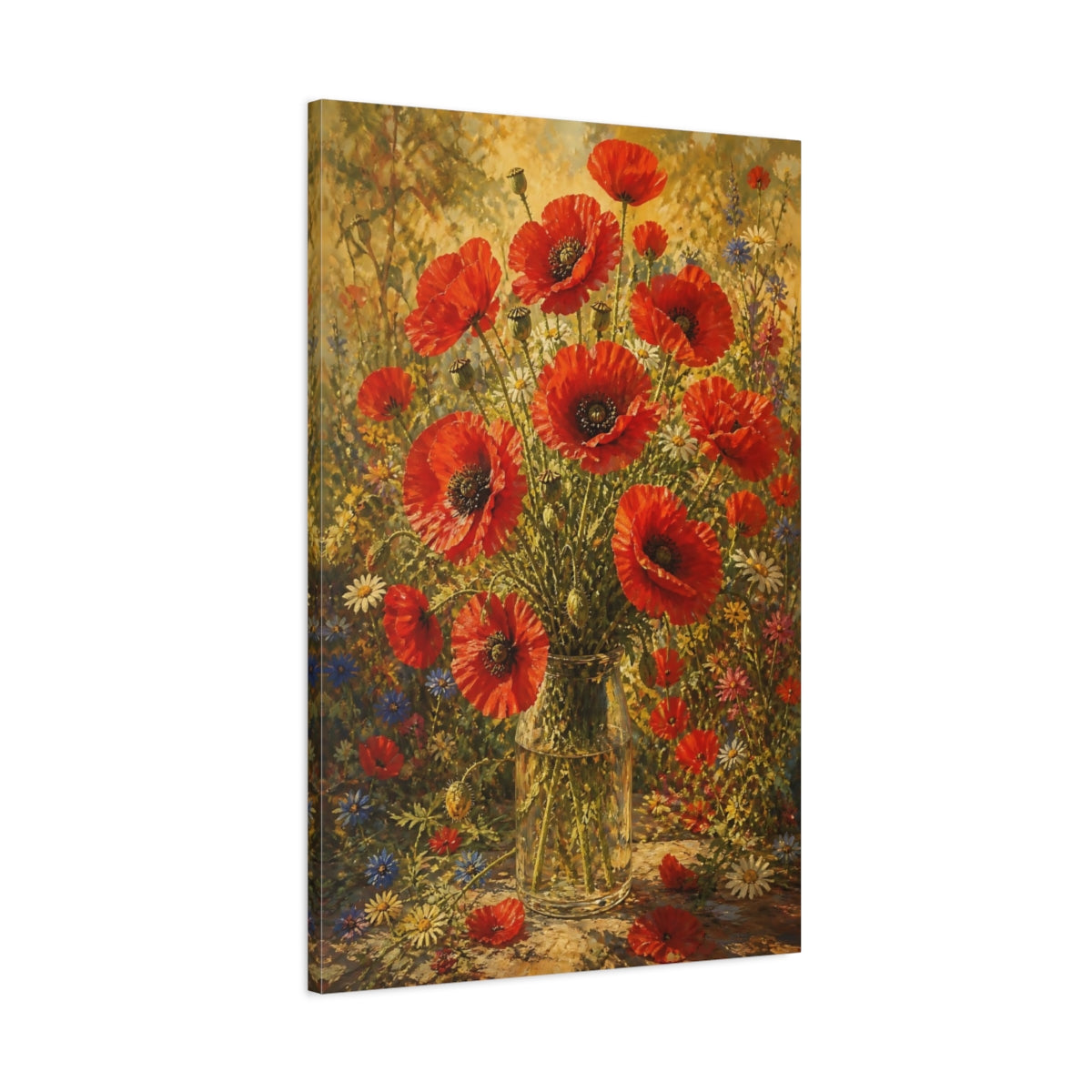 Main Mockup. Poppy Flowers In Glass Vase shown as canvas print
